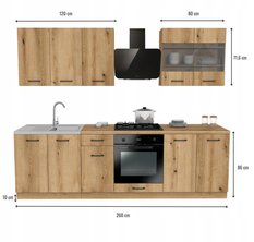 Zestaw mebli kuchennych Capri 260 cm szafki kuchenne górne dolne dąb evoke z blatem dąb evoke - Miniaturka zdjęcia nr 3