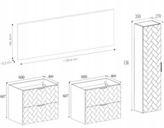 Zestaw mebli łazienkowych MADIS 4 elementy szafka pod umywalkę 120 cm z blatem + słupek ryflowana kaszmir - Miniaturka zdjęcia nr 3