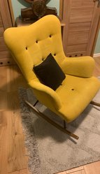 Fotel uszak żółty bujany