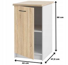 Szafka kuchenna dolna 45x85x60 cm stojąca z blatem dąb sonoma do kuchni - Miniaturka zdjęcia nr 2