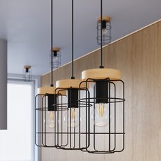 Lampa biurkowa GOTTO 25x15x15 cm loftowa lampka na biurko E27 czarny naturalne drewno do pokoju biura  - Miniaturka zdjęcia nr 7