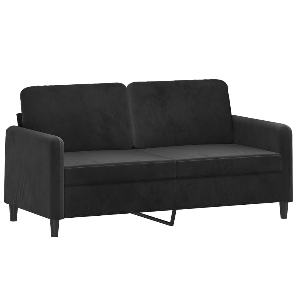 Sofa 158x77x80 cm 2-osobowa wygodna tapicerowana aksamitem czarna do salonu