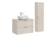 Zestaw łazienkowy ADEL 80 cm z umywalką nablatową SMILE wysoku słupek kaszmir - Miniaturka zdjęcia nr 1