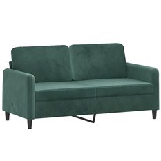 Sofa 158x77x80 cm 2-osobowa wygodna tapicerowana aksamitem ciemnozielona do salonu - Miniaturka zdjęcia nr 1