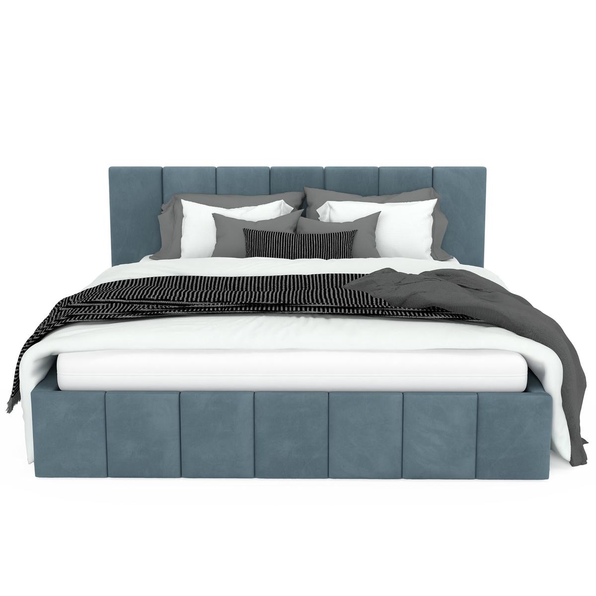 Łóżko tapicerowane 140x200 premium z pojemnikiem do sypialni morskie wezgłowie 107 cm nr. 9