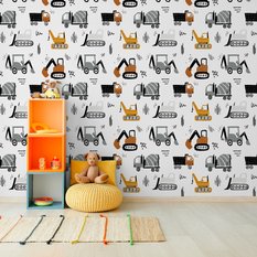 Tapeta Dziecięca WYWROTKI Maszyny Pojazdy Dźwigi  - Miniaturka zdjęcia nr 4