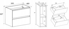 Szafka łazienkowa SIMPLE 60 cm z regałem dąb jasny - Miniaturka zdjęcia nr 15