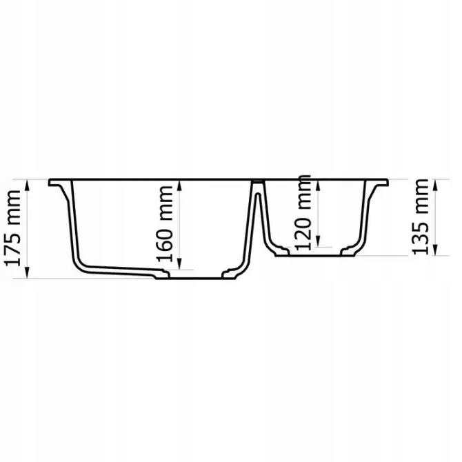 Zlewozmywak granitowy 1.5-komorowy 60x50x17,5 cm WESTA 80 bez ociekacza głęboka czerń nr. 4