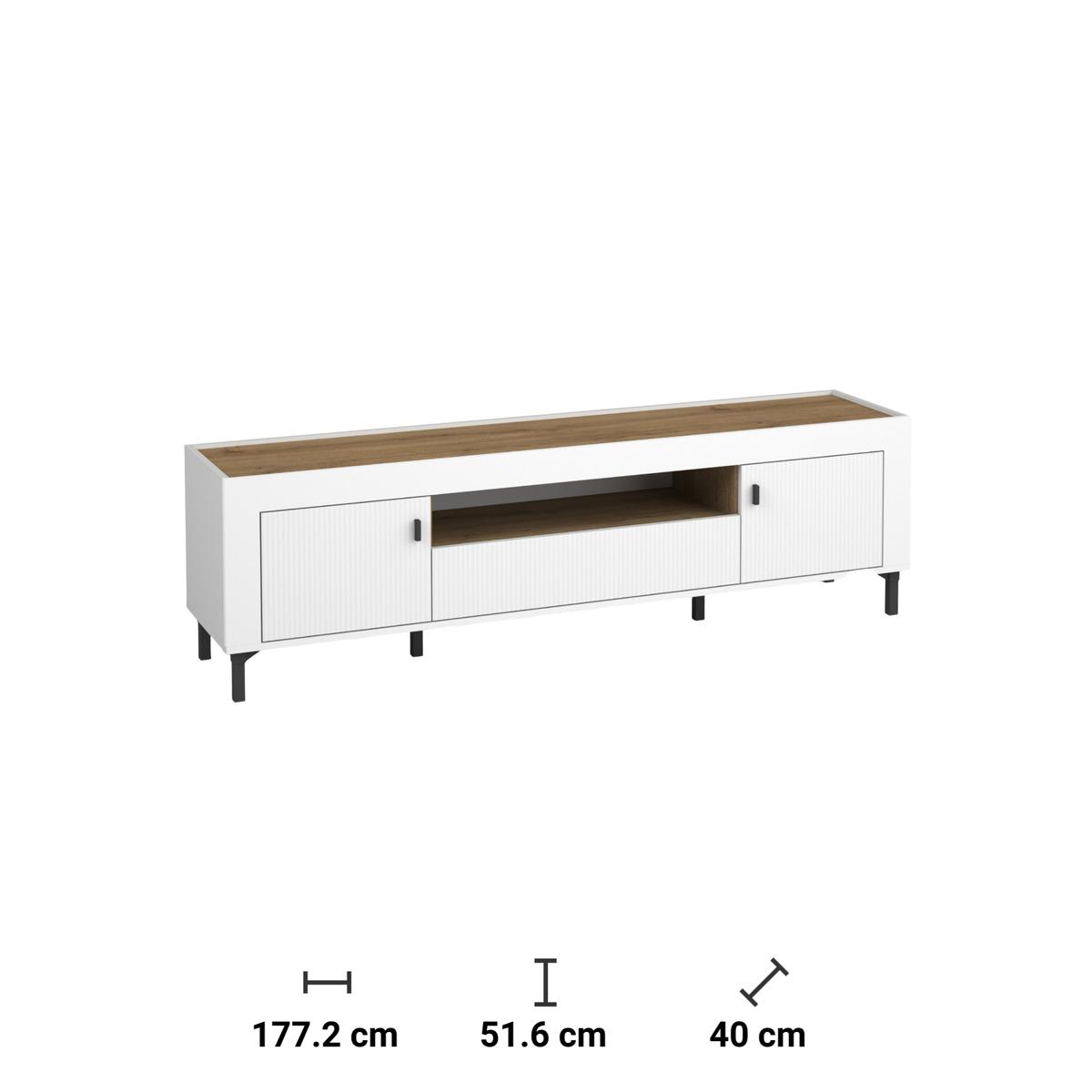 Szafka RTV 177,2x40x51,6 cm z szufladą i półką biały do salonu nr. 4