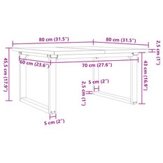 Stolik kawowy 80x80x45,5 cm z czworokątnymi nogami lite drewno sosnowe do salonu - Miniaturka zdjęcia nr 10