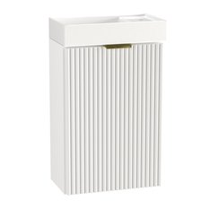 Szafka łazienkowa WILLY 40x22x57 cm z umywalką biała ryflowana slim do łazienki  - Miniaturka zdjęcia nr 3