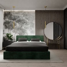 Łóżko tapicerowane do sypialni basic 120x200x88 cm podwójne z pojemnikiem butelkowa zieleń - Miniaturka zdjęcia nr 4