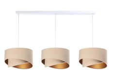 Lampa 116x87x94 cm do salonu sypialni pokoju na listwie z 3 asymetrycznymi abażurkami beżowo złota - Miniaturka zdjęcia nr 1