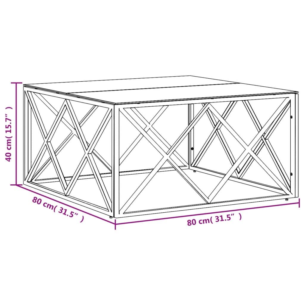  Stolik kawowy 80x80x40 cm do salonu pokoju dziennego stal nierdzewna szkło złoty nr. 6