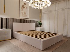 Łóżko tapicerowane do sypialni 180x200x88 cm podwójne z pojemnikiem basic kremowe - Miniaturka zdjęcia nr 8