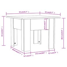 Stolik kawowy 55x55x42 cm z płyty wiórowej brązowy dąb do salonu - Miniaturka zdjęcia nr 6