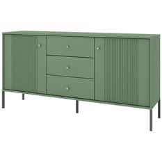 Komoda Iseo 154 cm do salonu sypialni zielony smoke green czarny - Miniaturka zdjęcia nr 3