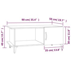 Stolik kawowy 90x50x40 cm z szafką z drzwiczkami i półką biały o wysokim połysku do salonu - Miniaturka zdjęcia nr 9