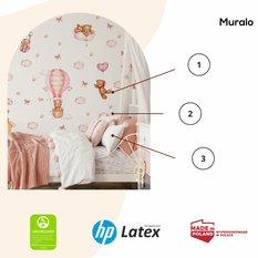 Naklejki Dla Dzieci Misie Różowe Chmurki Gwiazdy 60x30 Kokardki ZESTAW - Miniaturka zdjęcia nr 3