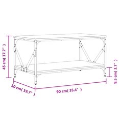 Stolik kawowy 90x50x45 cm z metalową ramą czarny do salonu - Miniaturka zdjęcia nr 9