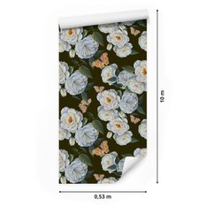 Tapeta Dekoracyjna BIAŁE Róże Styl Vintage Motyle  - Miniaturka zdjęcia nr 2