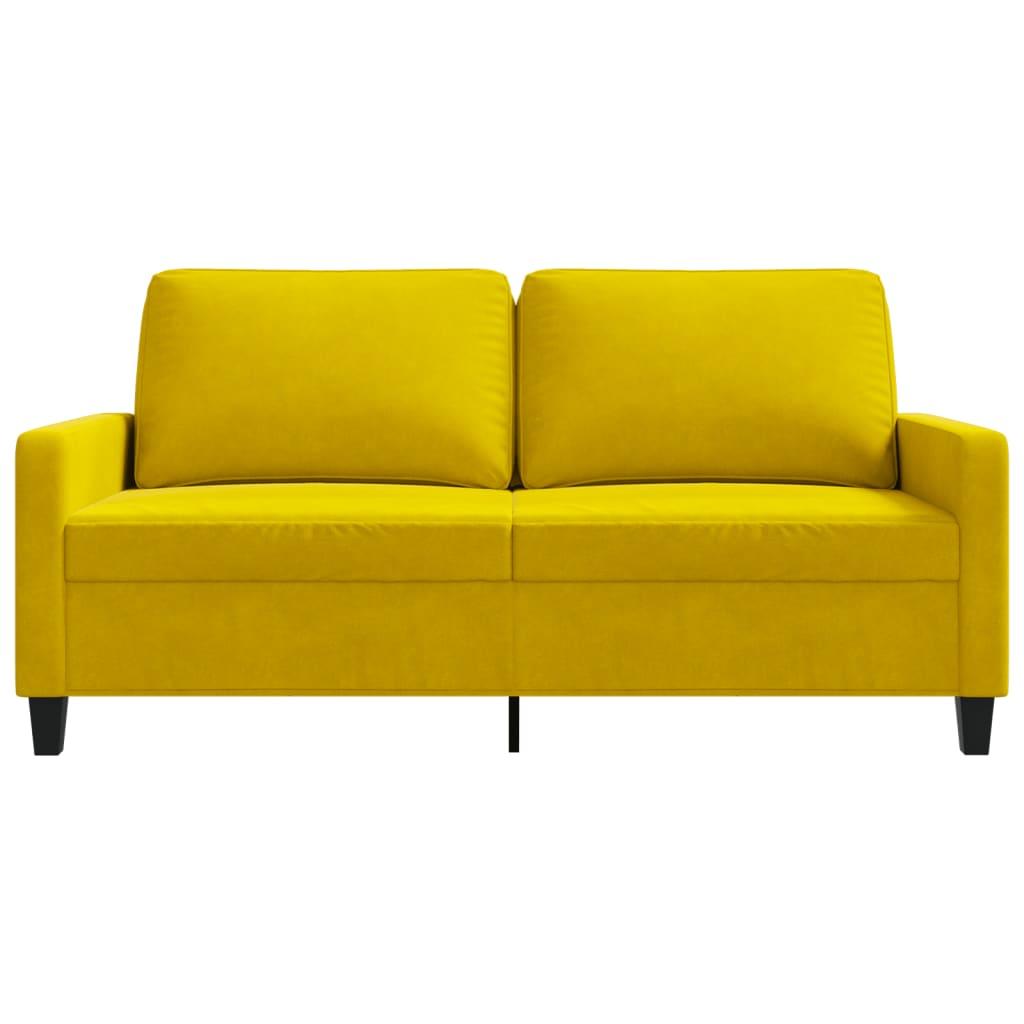 Sofa 158x77x80 cm 2-osobowa tapicerowana aksamitem żółta do salonu nr. 4