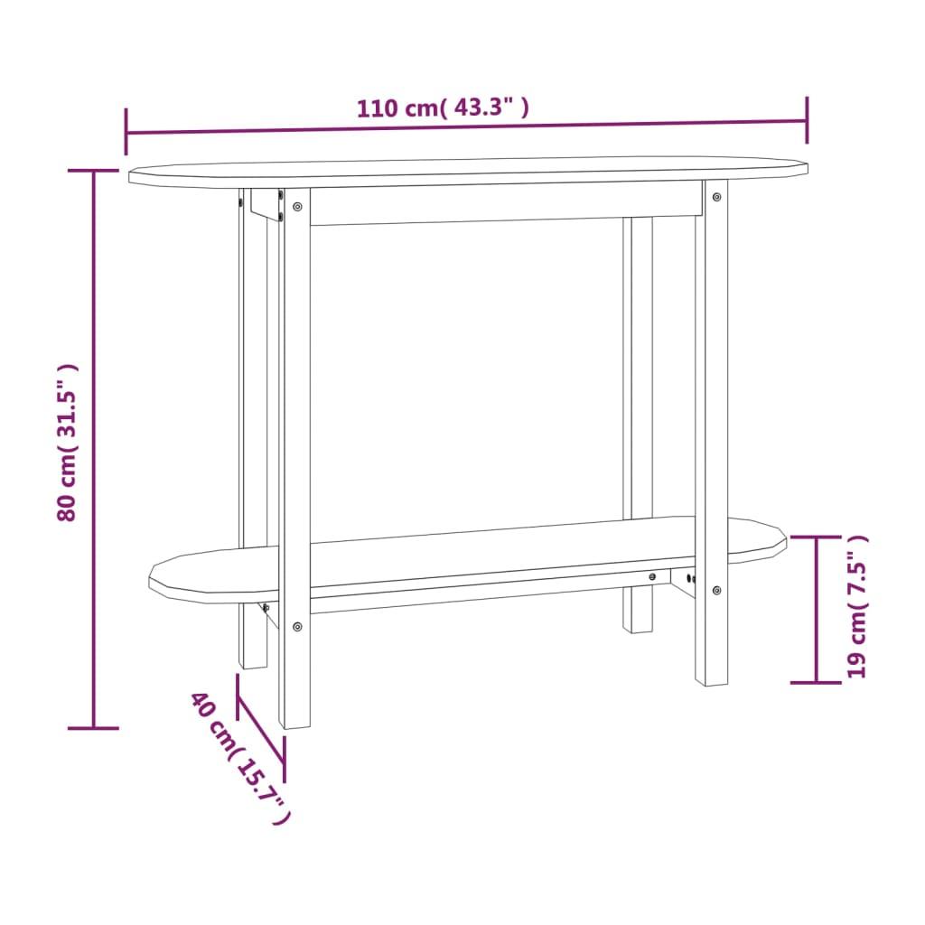 Stolik kawowy 110x40x80 cm z praktyczną półką lite drewno sosnowe czarny do salonu nr. 8