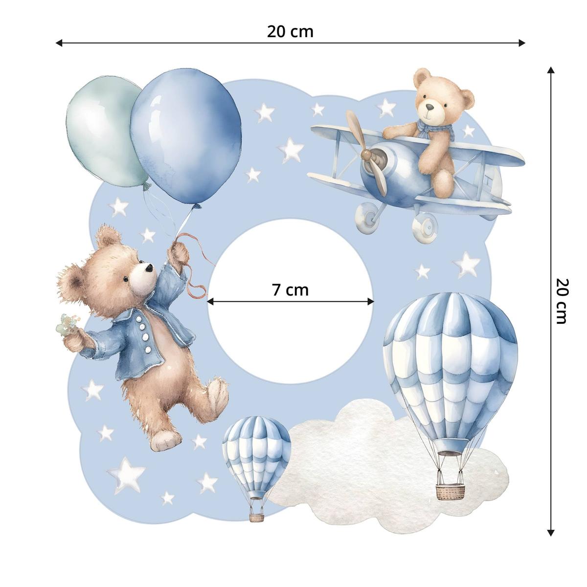 Naklejka Pod Włącznik Światła Misie Balony Gwiazdki 20x20 Chmurki Dla Dzieci nr. 2