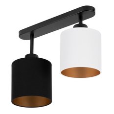 Lampa sufitowa 37x15x30 cm dwupunktowy spot z abażurami gwint E27 czarna z czarno-białymi abażurami do salonu - Miniaturka zdjęcia nr 1