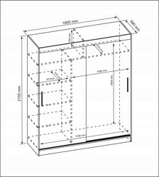 Szafa przesuwna 180x59x215 cm dąb sonoma z lustrem do sypialni - Miniaturka zdjęcia nr 5