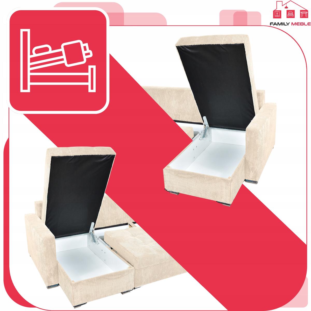 Narożnik Bonito BIG 296x74x104 cm kształt U z funkcją spania i przechowywania Anafi sztruks beżowy nr. 6