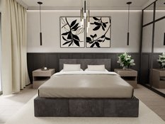 Łóżko tapicerowane do sypialni 180x200x120 cm podwójne z pojemnikiem modne grafitowe  - Miniaturka zdjęcia nr 6