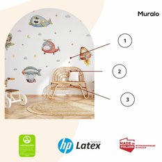 Naklejki Dla Dzieci Zwierzątka Chmury Gwiazdy 60x30 Samoloty ZESTAW - Miniaturka zdjęcia nr 3