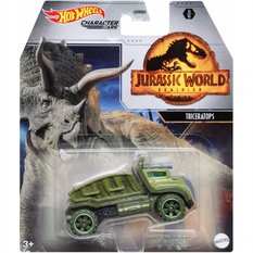 Hot wheels jurassic world dominion character cars triceratops 5/6 dla dziecka 