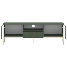 Szafka rtv Maggiore 154 cm zielony do salonu smoke green złoty - Miniaturka zdjęcia nr 5