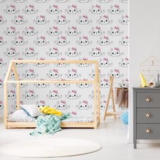 Tapeta dla dzieci – Wesołe kotki z kokardką - Miniaturka zdjęcia nr 4