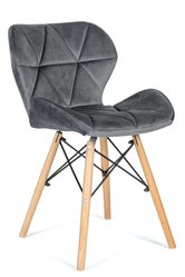 Krzesło DURO szare tapicerowane welurem pikowane do jadalni lub salonu 