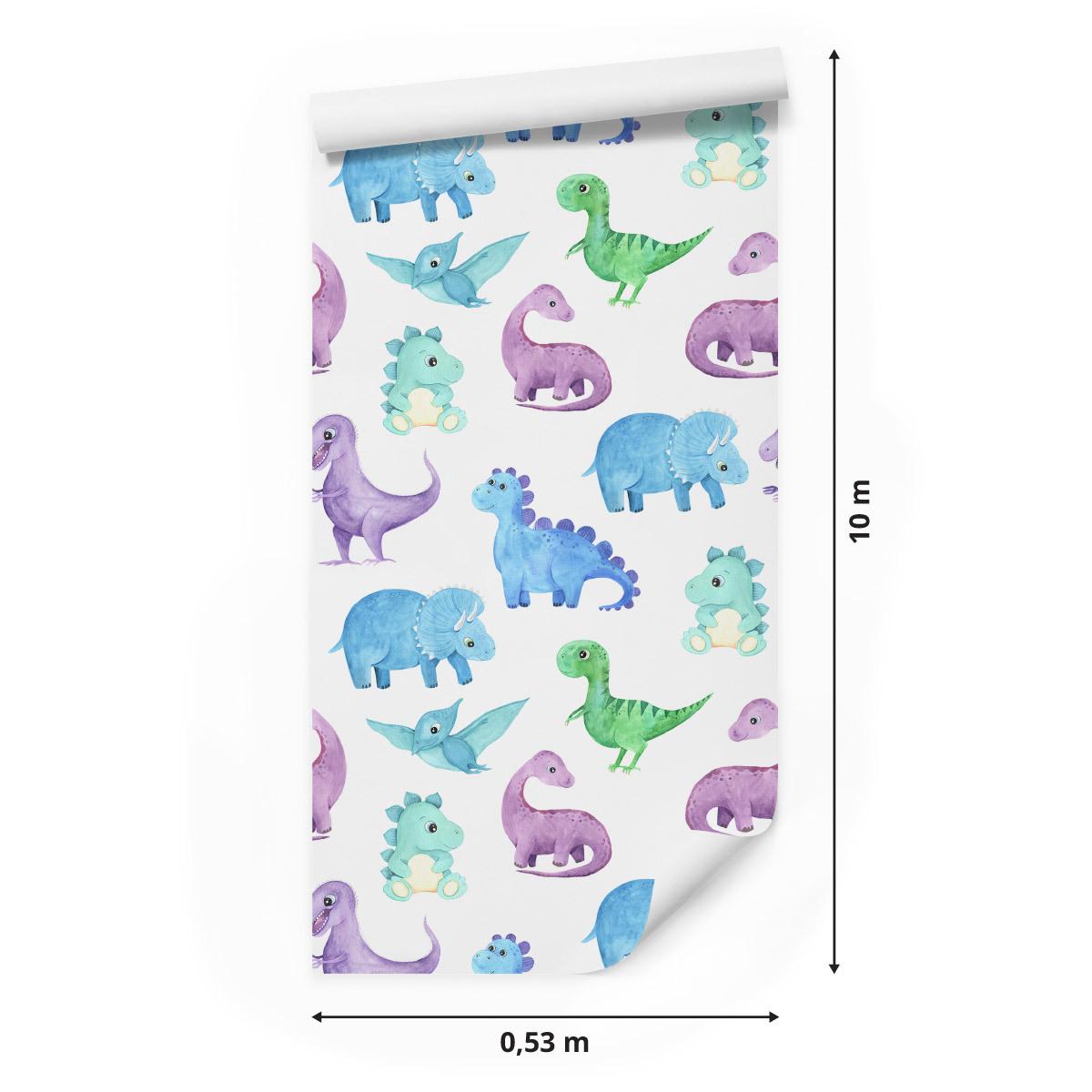 Tapeta w kolorowe dinozaury, do pokoju chłopca  nr. 2