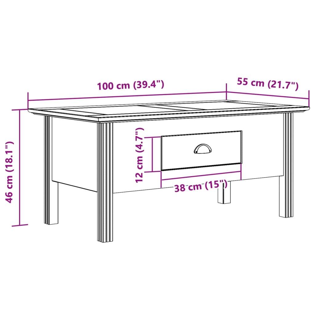 Stolik kawowy BODO 100x55x45 cm z szufladą w stylu francuskim lite drewno sosnowe szary do salonu nr. 8