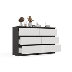 Komoda MALWA 120x30x75 cm do sypialni antracyt biały - Miniaturka zdjęcia nr 2