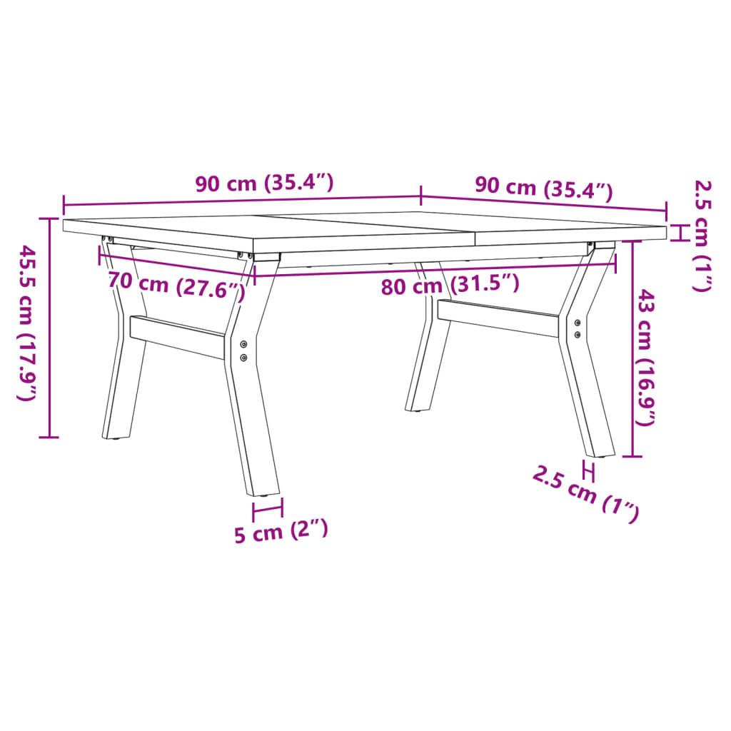 Stolik kawowy 90x90x45,5 cm z nogami w kształcie litery Y z blatem z drewna sosnowego do salonu nr. 10