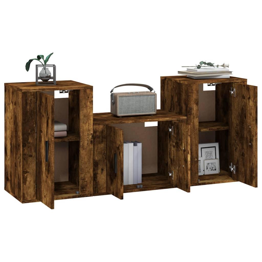 Zestaw szafek RTV 57x34,5x40 cm stojące 3-częściowe przydymiony dąb do salonu nr. 3