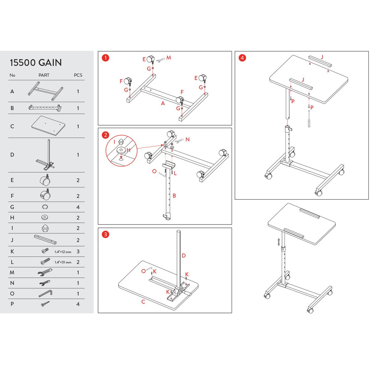 Tatkraft Gain stabilny stolik pod laptopa, 4 kółka nr. 8