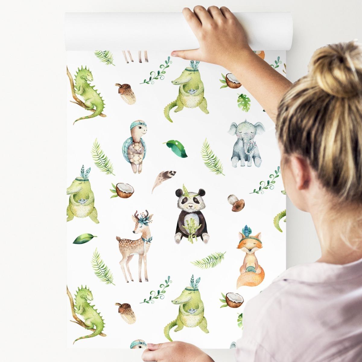 Tapeta dziecięca MISIE panda lisy krokodyle słonie  nr. 3