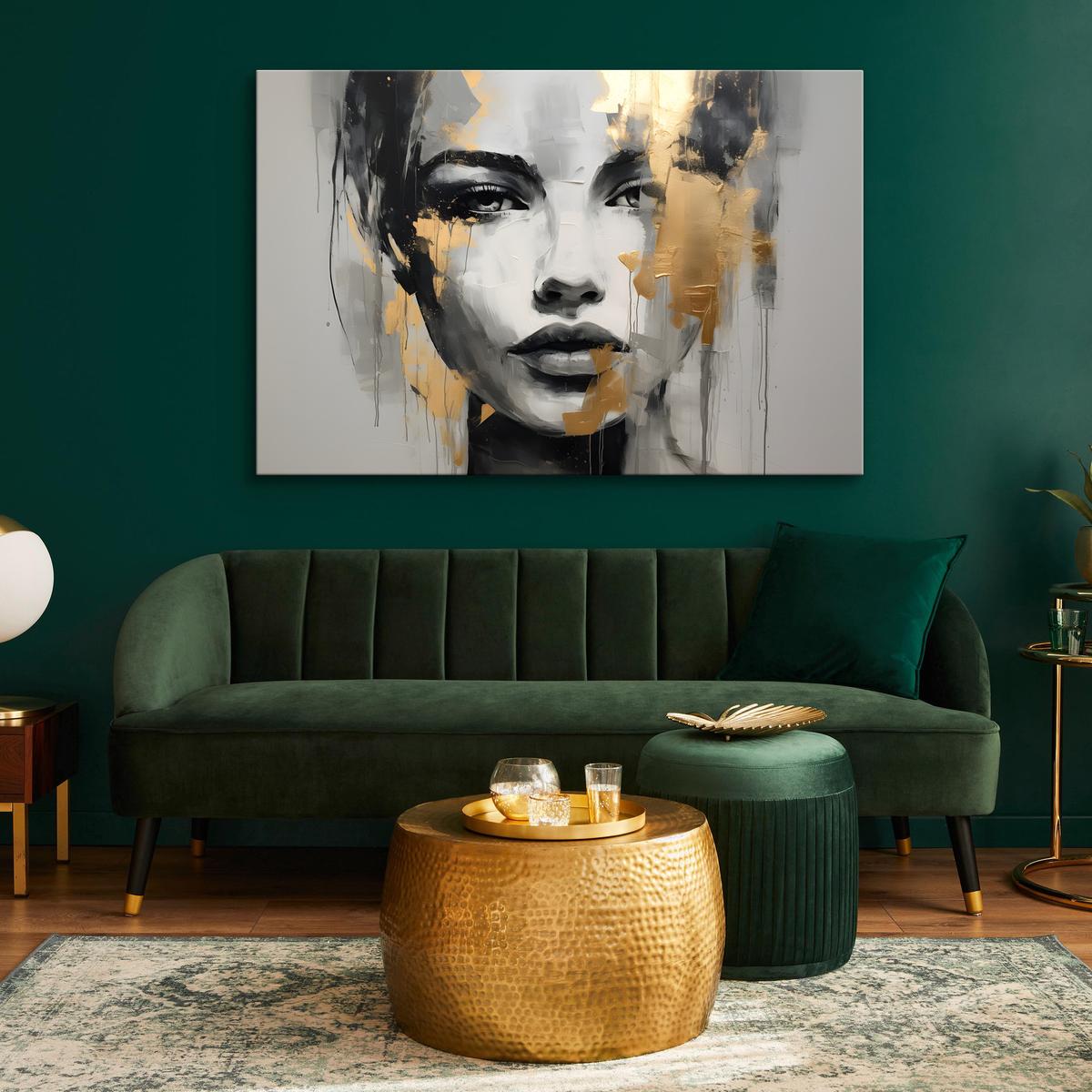 Obraz Do Salonu Abstrakcja ZŁOTY Portret Kobiety Styl Glamour Loft 120x80cm nr. 6