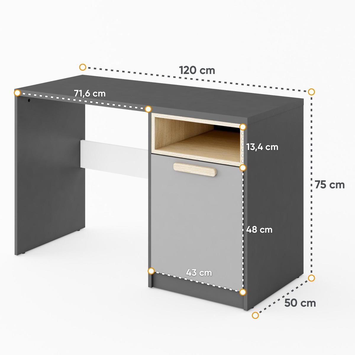 Biurko Pok 120 cm do biura gabinetu pokoju grafitowy buk szary jasny nr. 2