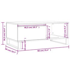 Stolik kawowy 90x50x36,5 cm z praktyczną szufladą i przegrodą biały do salonu - Miniaturka zdjęcia nr 12