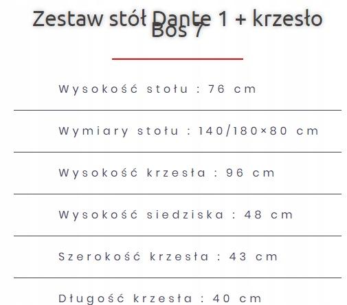 Zestaw do jadalni stół DANTE 140/180x80 cm rozkładany + 6 krzesła BOS beżowe siedzenie brązowy nr. 4