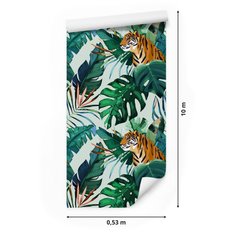 Tapeta Tropikalne LIŚCIE Tygrysy Akwarela Monstera 53x1000  - Miniaturka zdjęcia nr 2