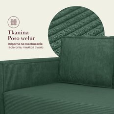 Kanapa rozkładana Verona 248x52x93 cm wersalka z funkcją spania i pojemnikiem sprężyny bonell sztruks butelkowa zieleń do salonu - Miniaturka zdjęcia nr 4